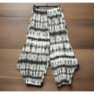 Bryn Walker Pants 100% Linen Pull On Lantern Sz Small Cropped Tie Dye Artsy USA